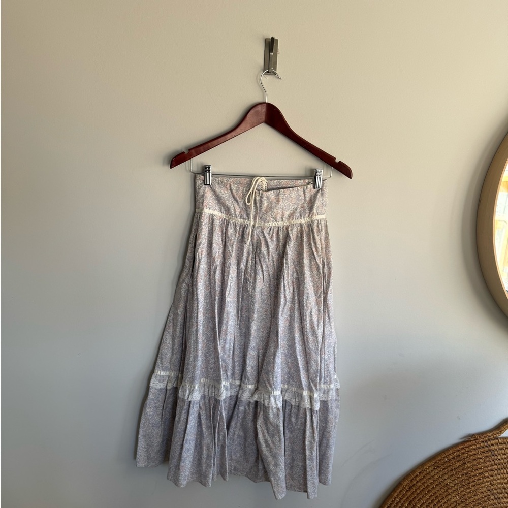 Gunne Sax Cream and Light Purple Midi Skirt - Picture 5 of 8